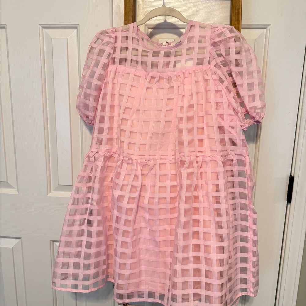 Pants Store Pink Sheer Grid Dress